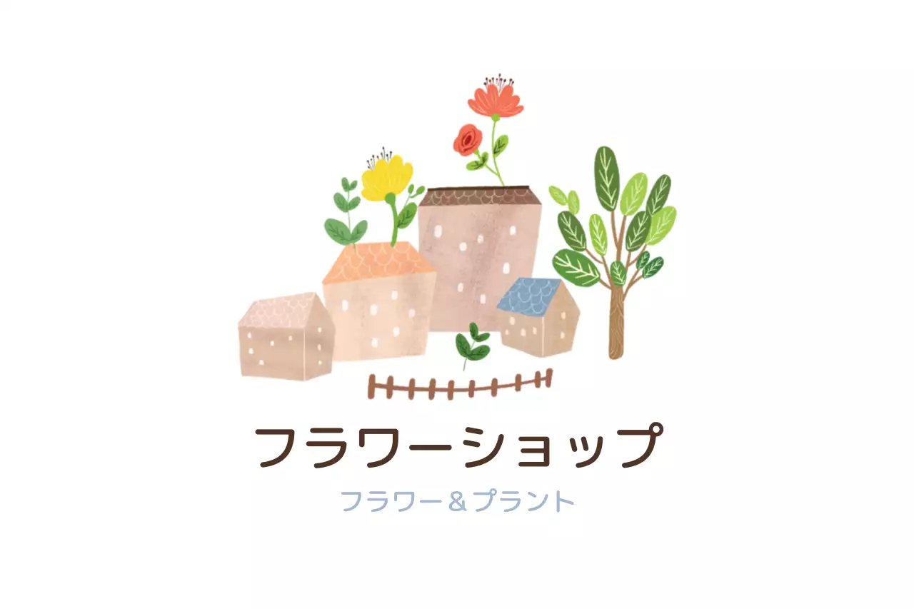カラフル かわいい 花 ロゴ ファンシーバナー