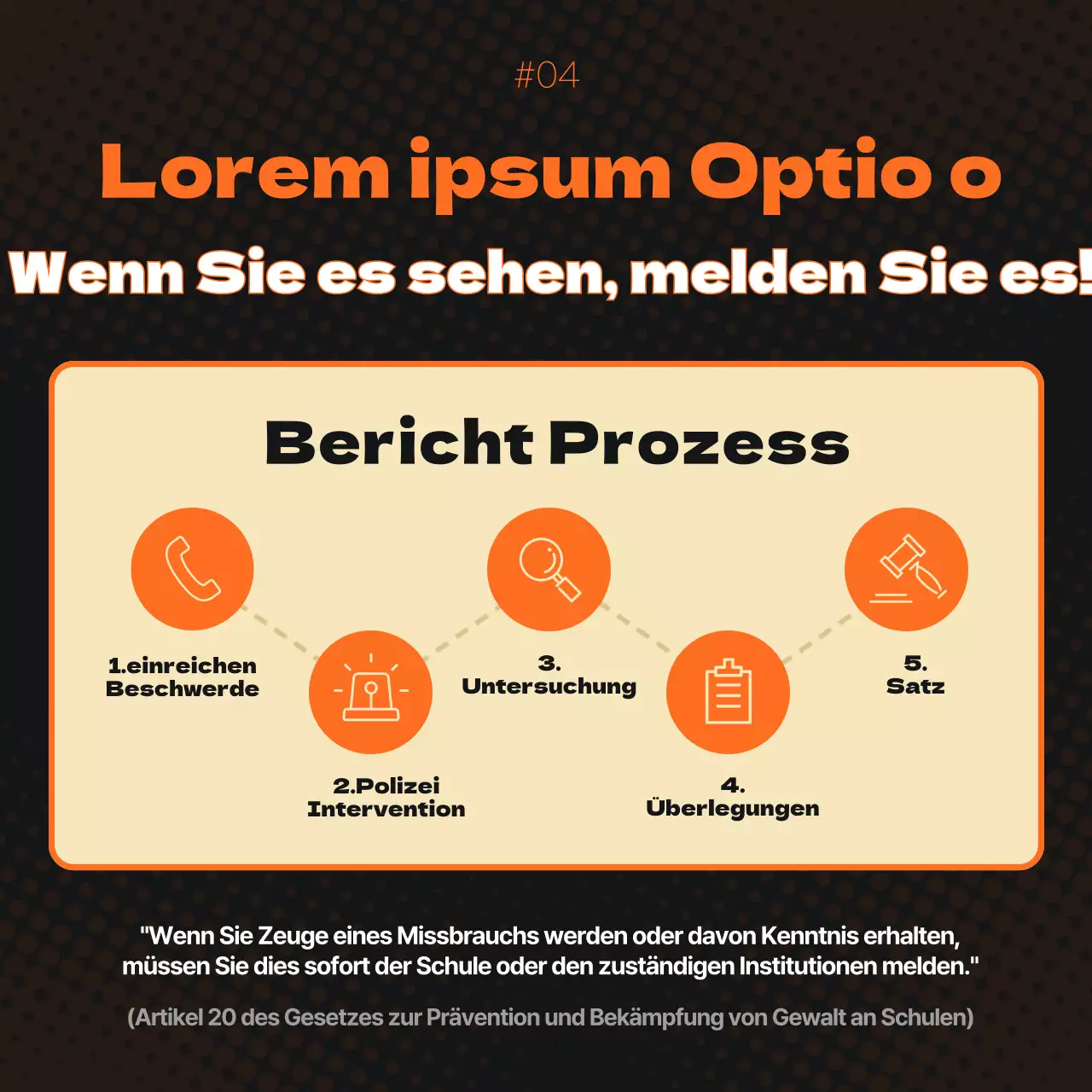 Förderung der Beseitigung von Gewalt an Schulen in Orange