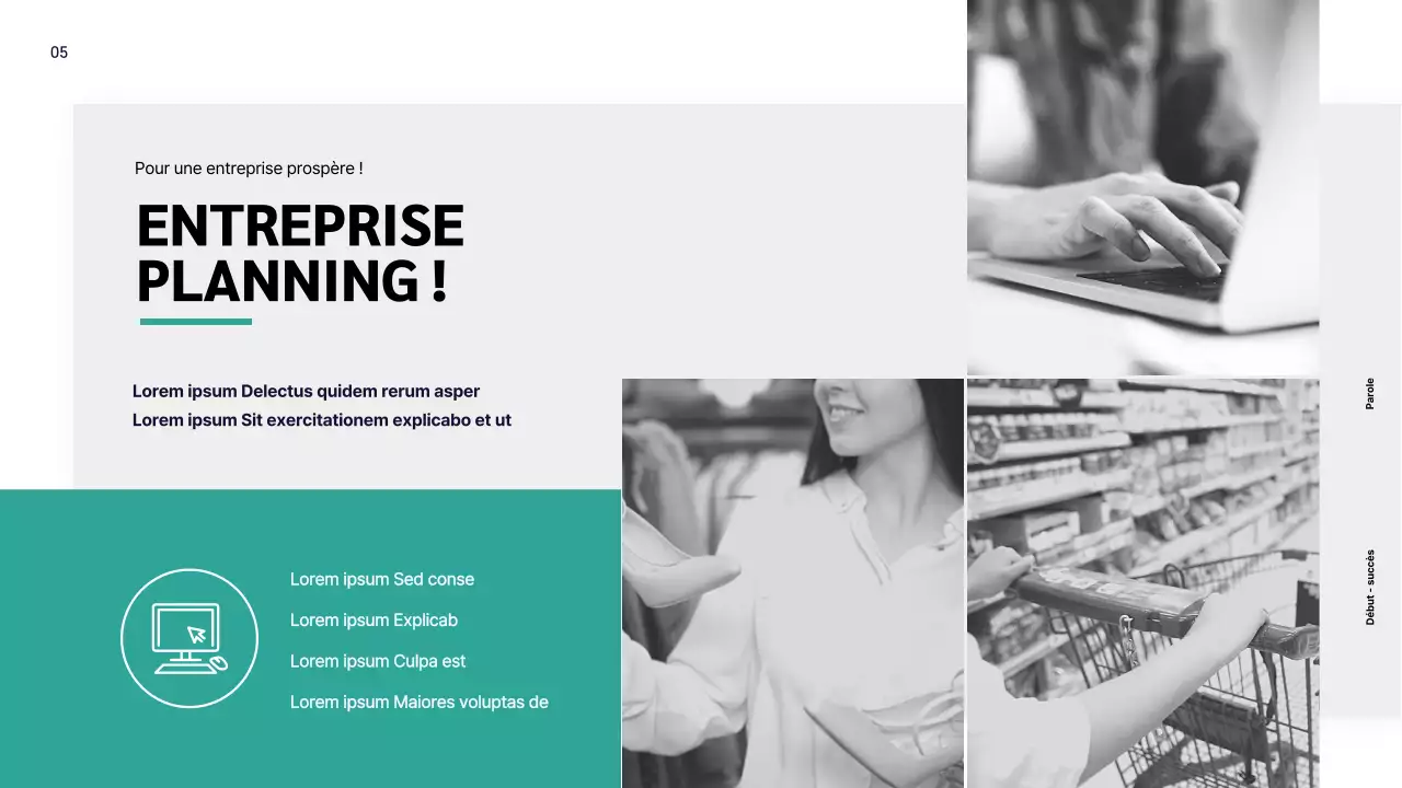 Proposition de société de marketing simple et de couleur menthe