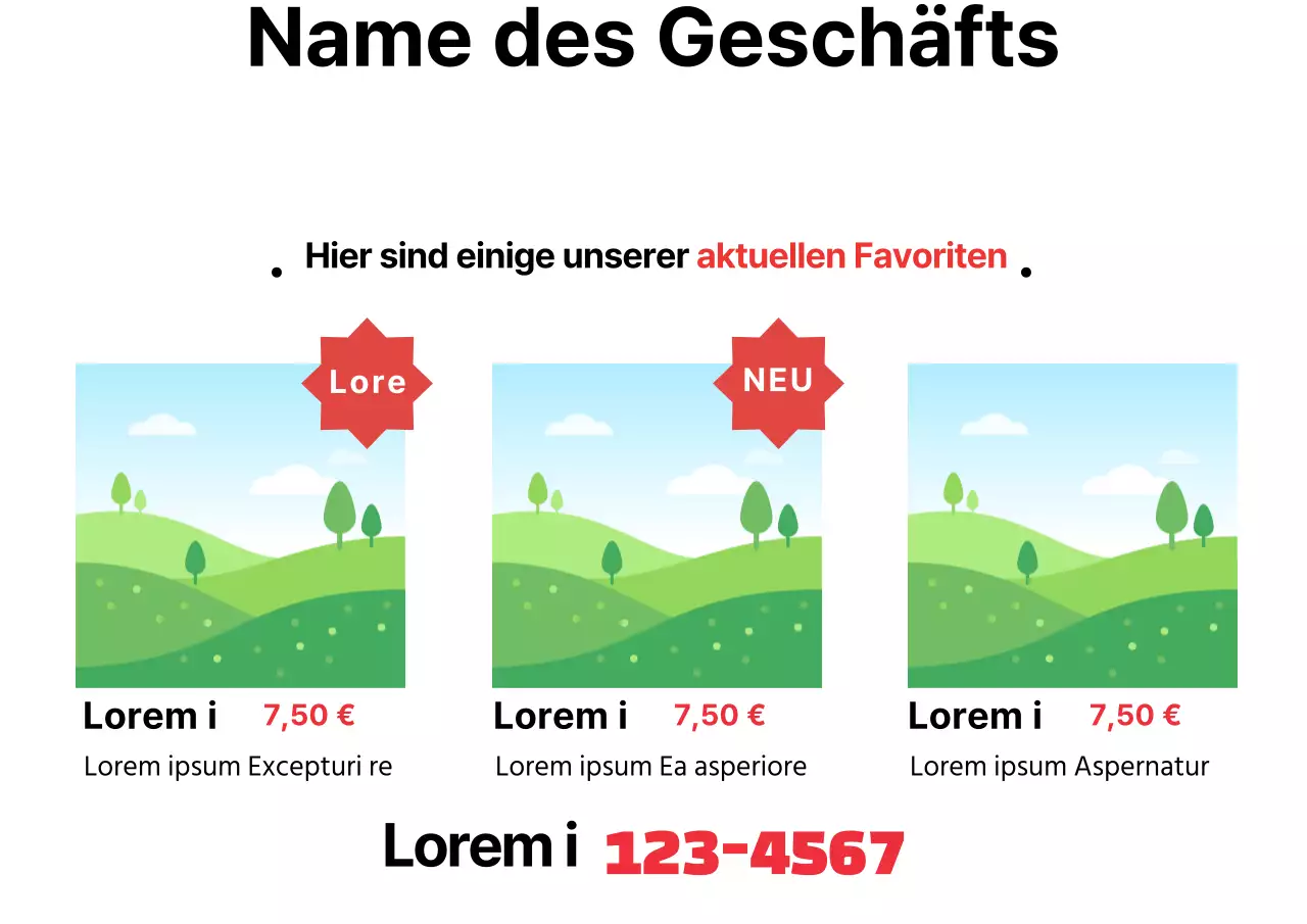 Name des Ladens, Menütafel_01