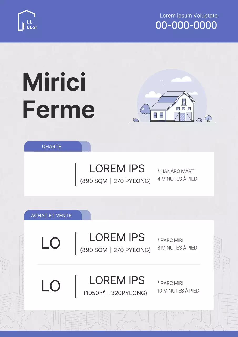 Illustration simple dans les tons bleus pour un document d'inscription à une transaction immobilière.