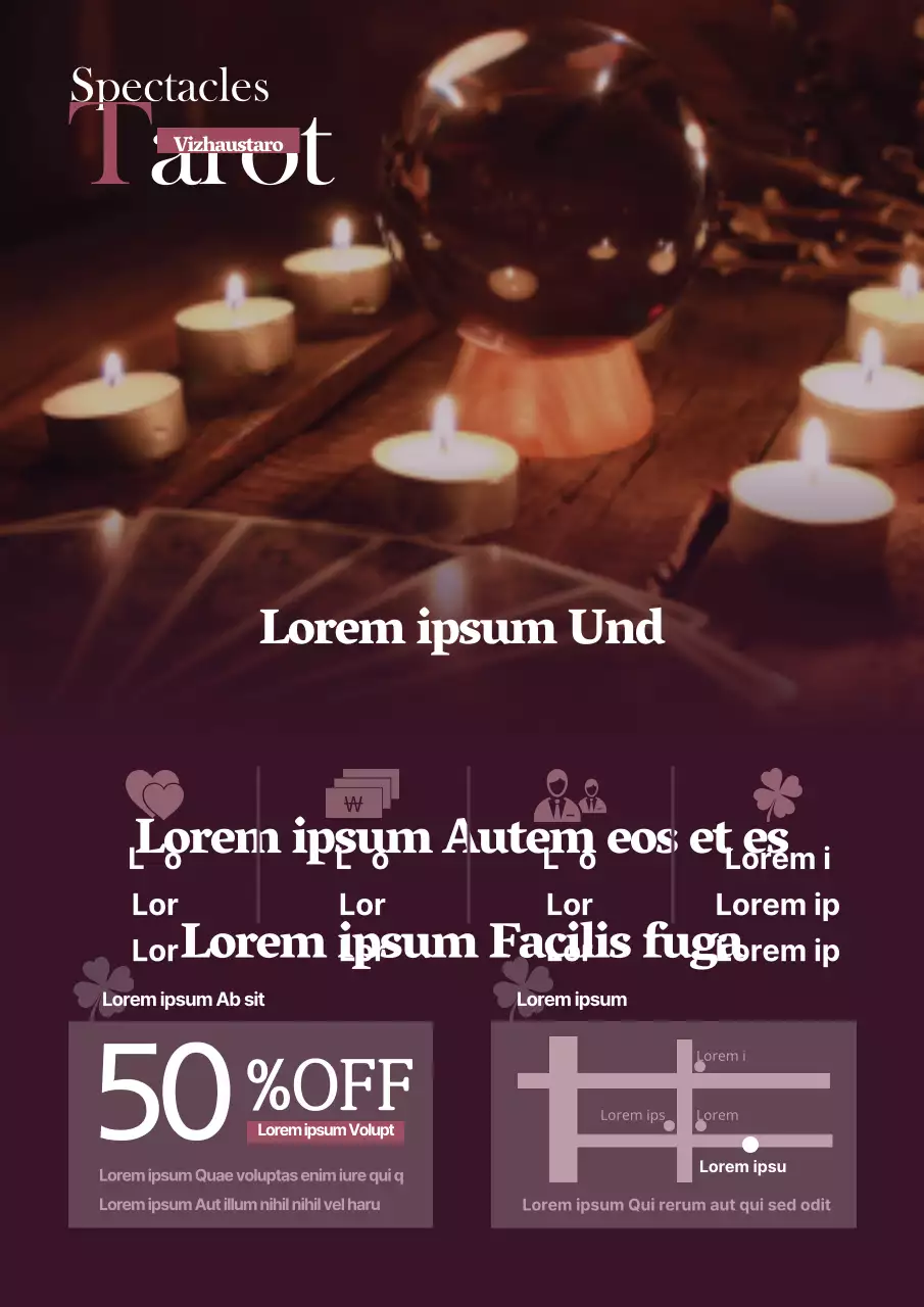 Faites la promotion de votre boutique de tarot avec des photos violettes mystiques