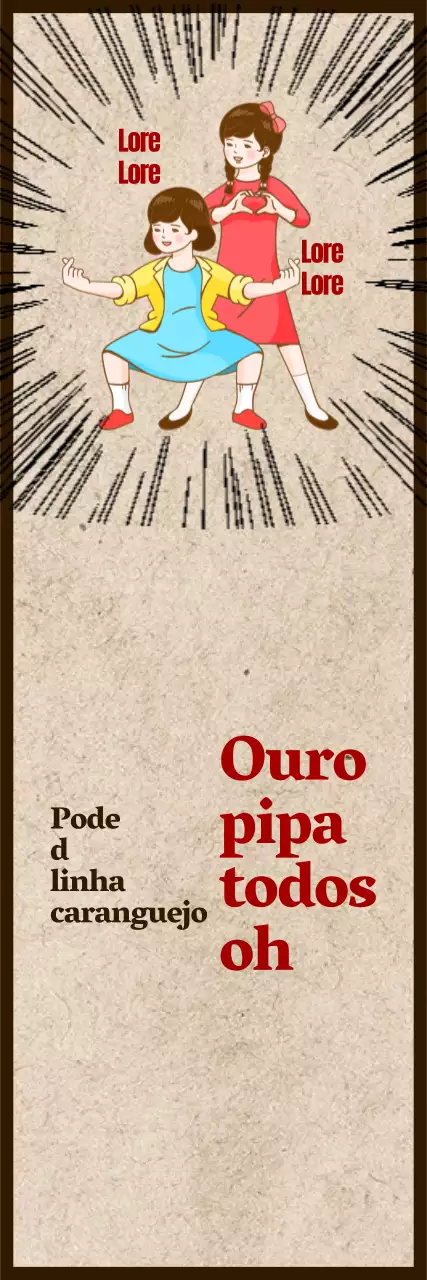 Imagem cómica com detalhes em bege e vermelho e slogan anti-tabaco