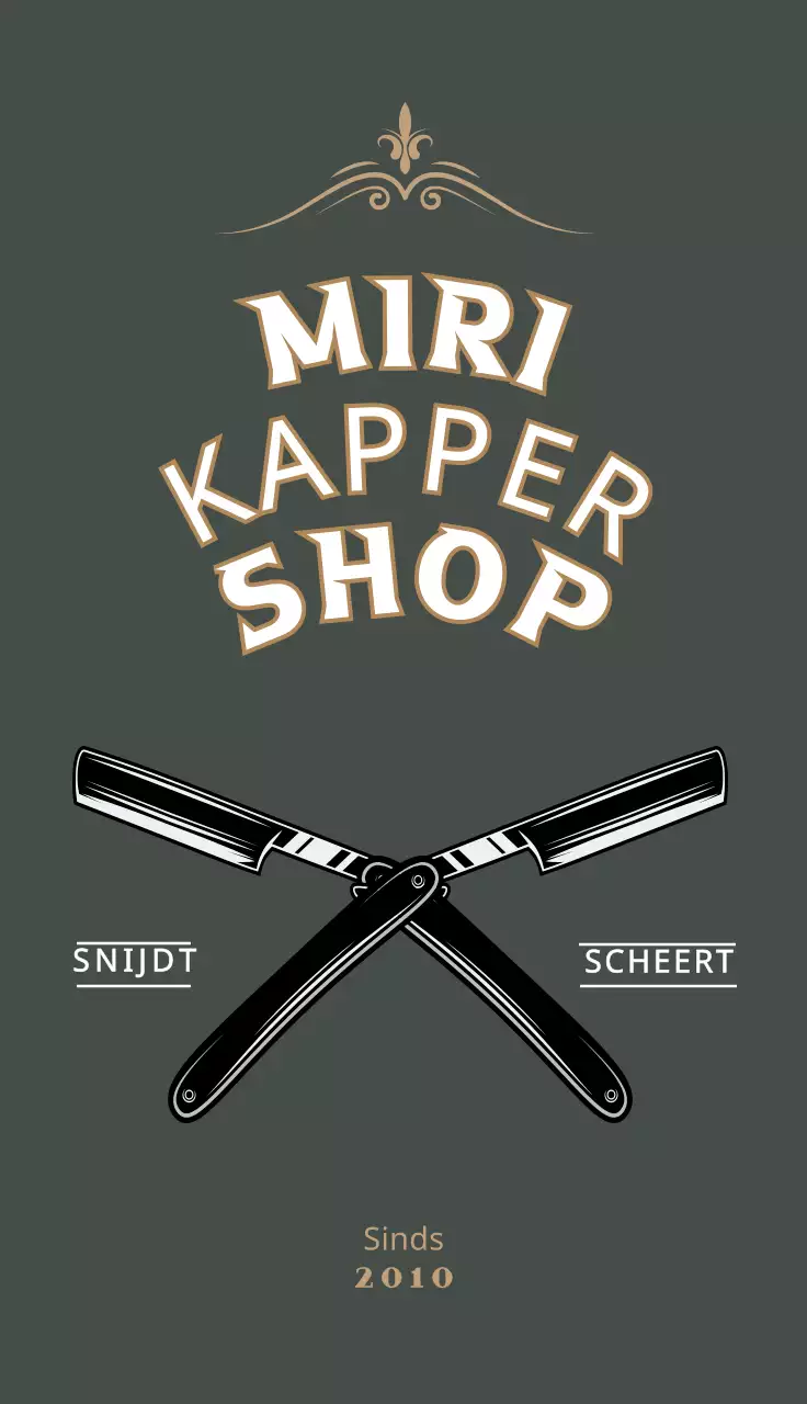 Groen vintage visitekaartje van een kapperszaak