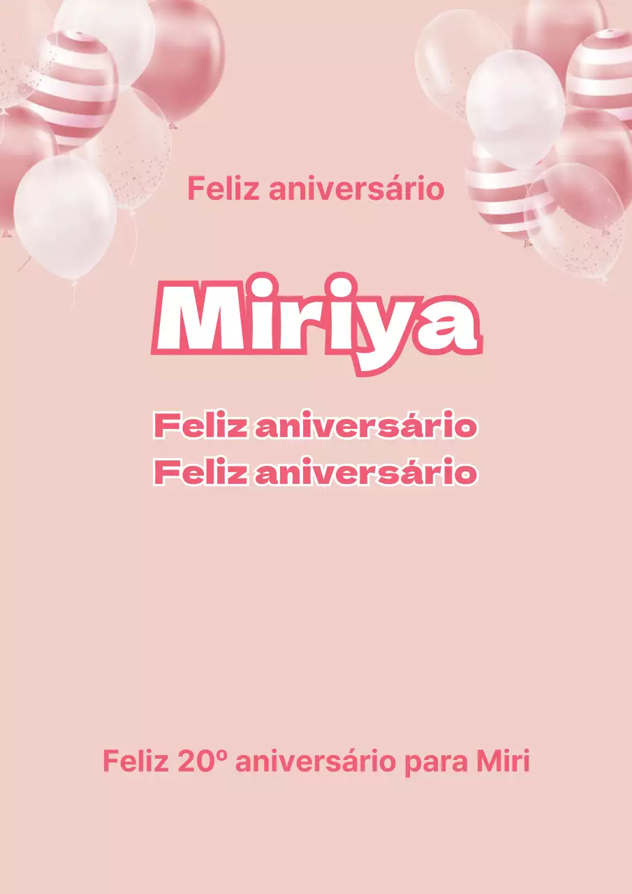 Cartaz promocional de feliz aniversário simples cor-de-rosa