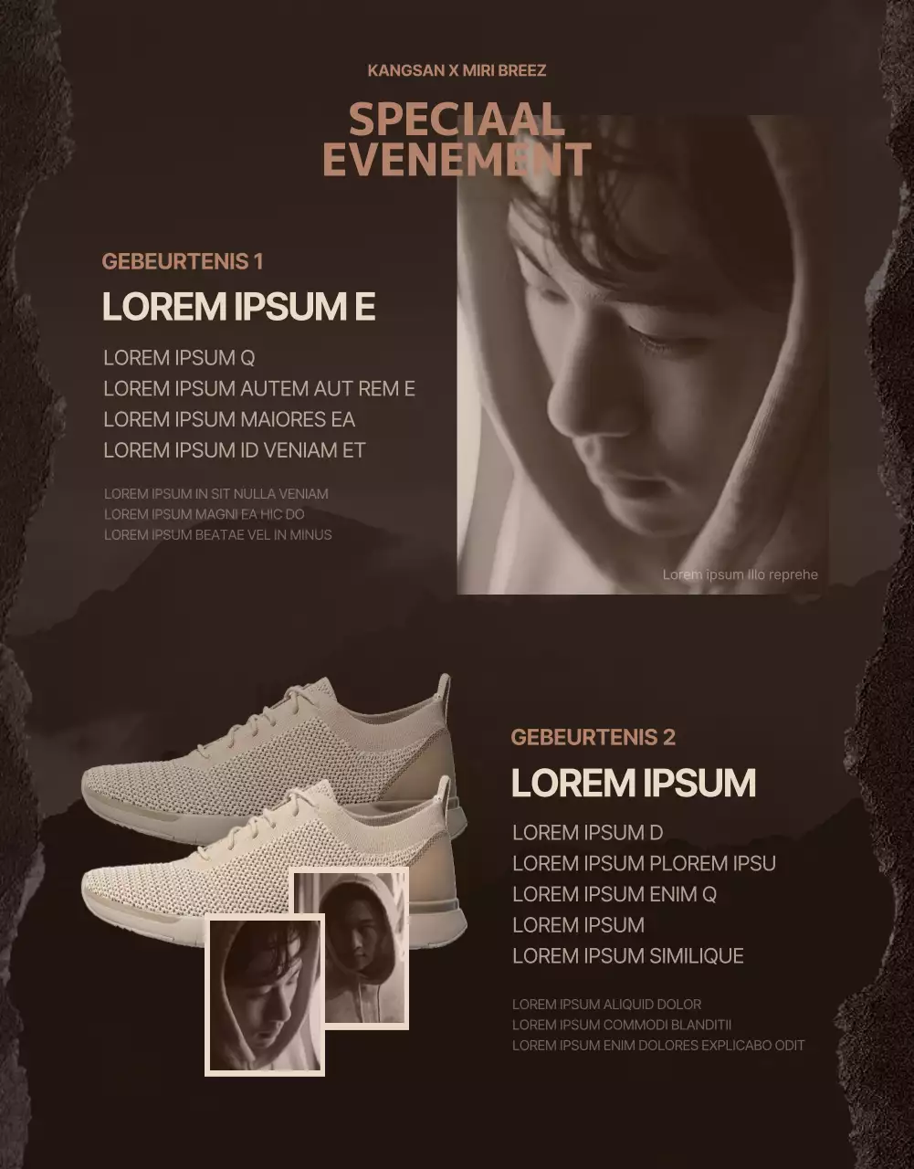 Een samenwerking tussen sepia en beige wandelschoenen