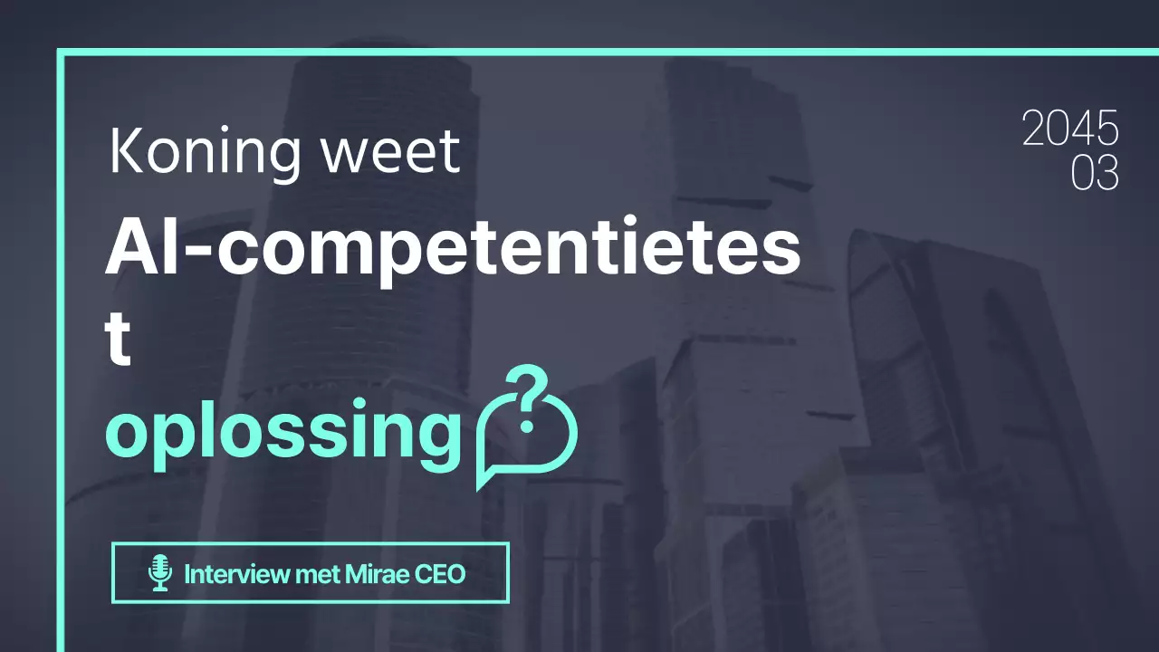 Mintkleurige vierkante YouVu-box met miniatuur van AI-competentietestinhoud met marineblauwe achtergrond