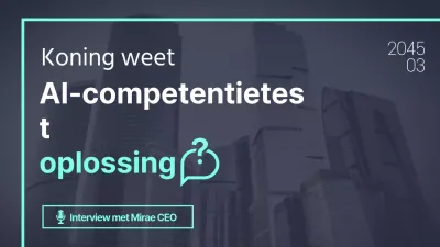 Mintkleurige vierkante YouVu-box met miniatuur van AI-competentietestinhoud met marineblauwe achtergrond