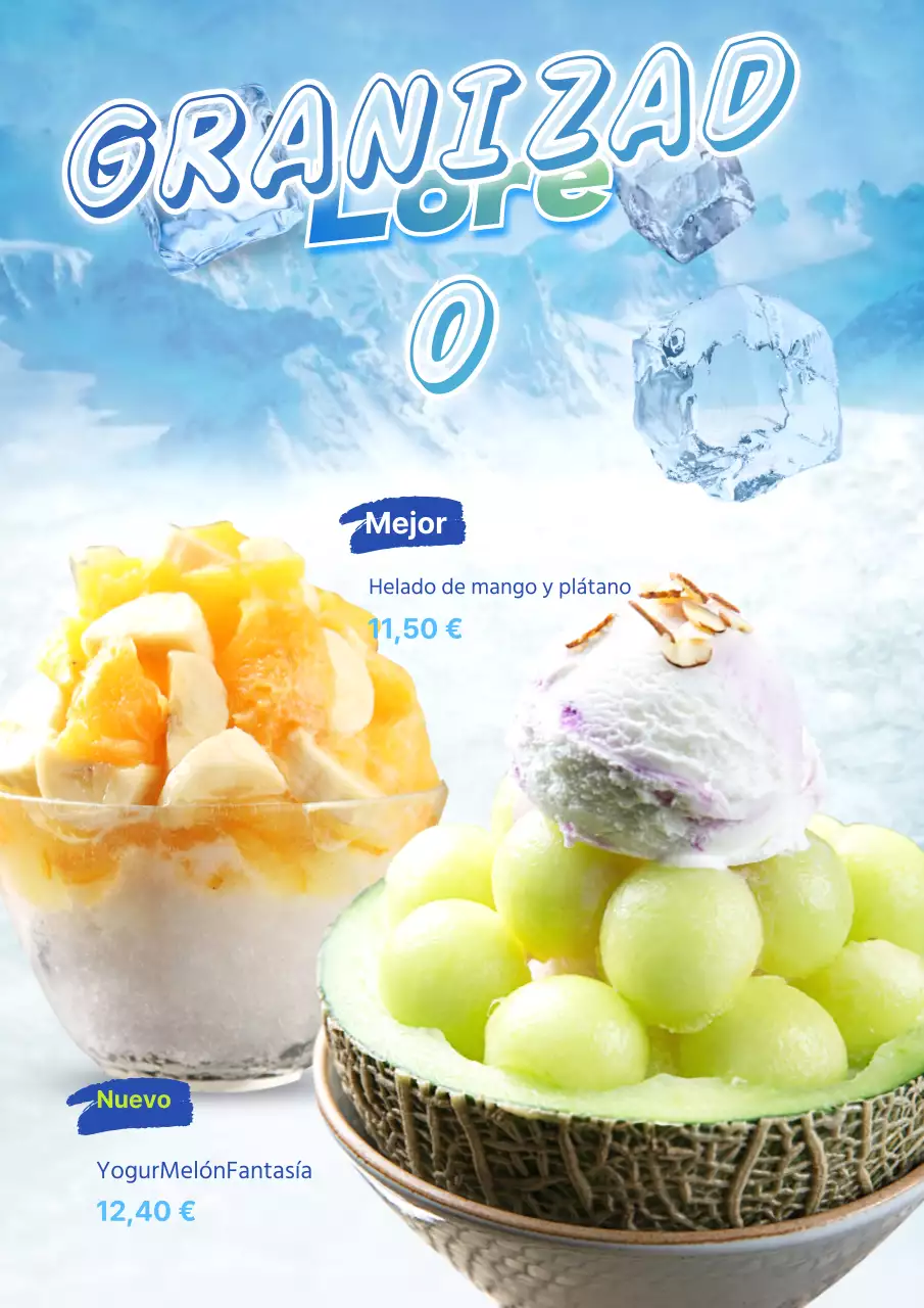 Anuncie su menú de helados para un verano fresco