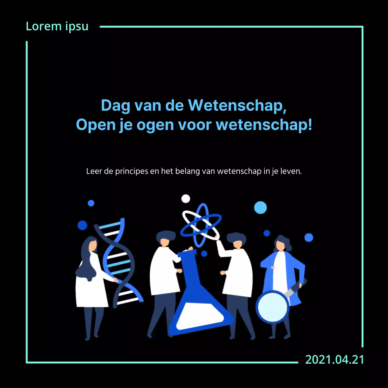 Een schone wetenschappelijke dag in zwart en lichtblauw