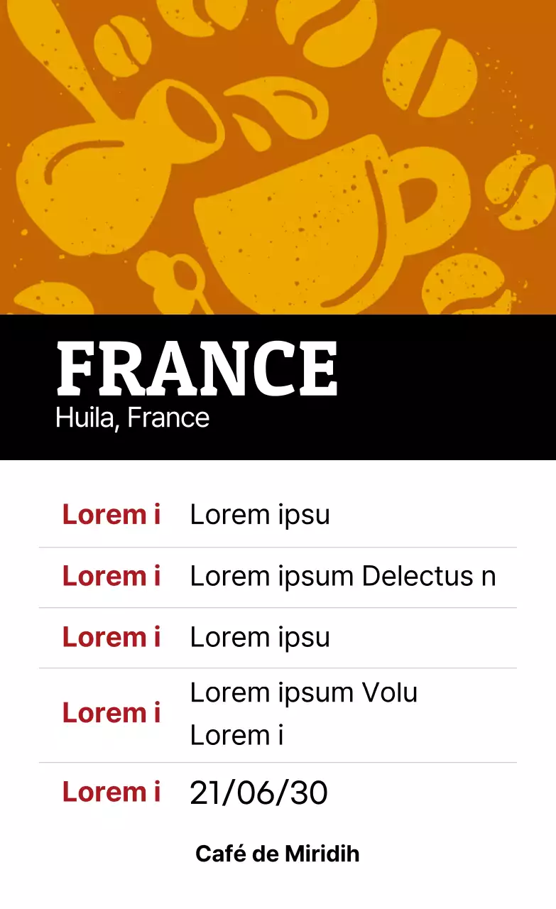 Étiquette vintage colorée illustrée de grains de café Colombie