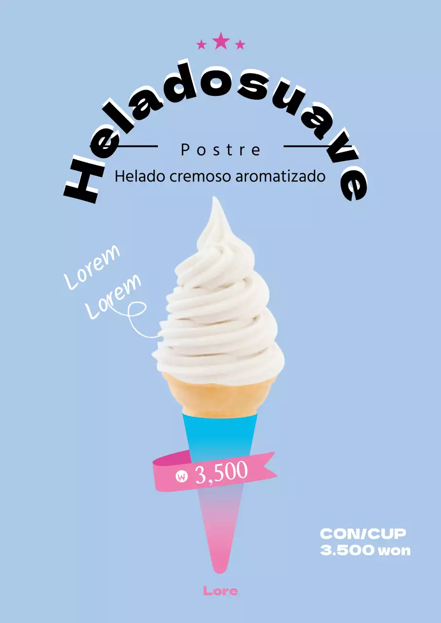Promover un helado sencillo en azul y rosa