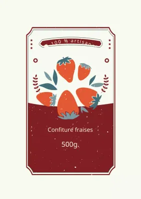 Poster vintage de l'étiquette de confiture de fraises en rouge