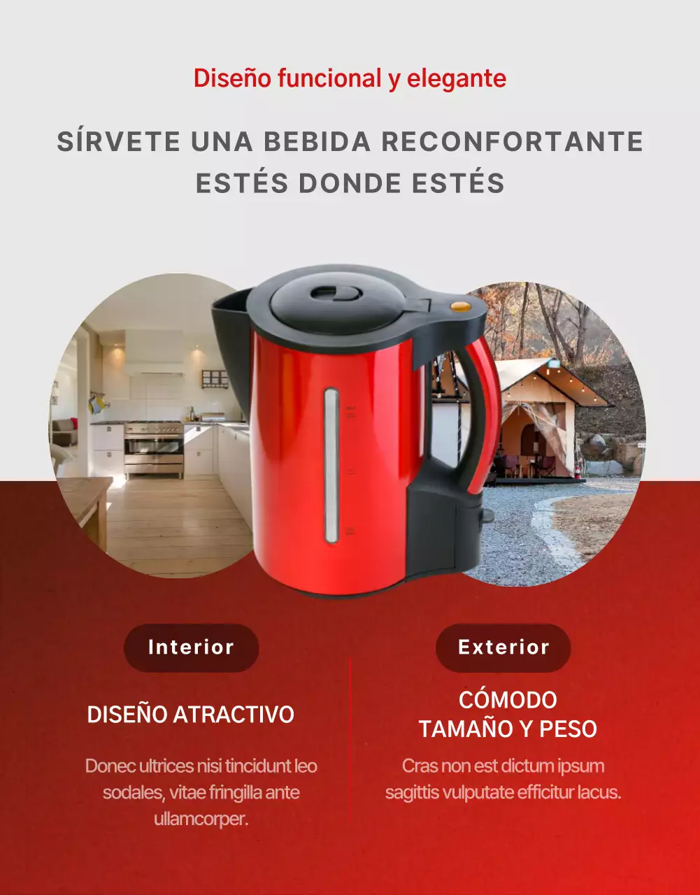 Tema hervidor eléctrico sencillo en colores rojo y gris