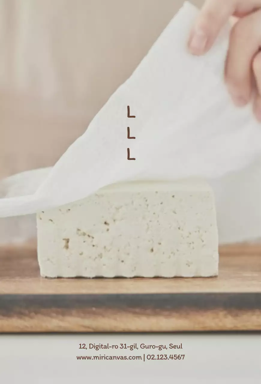 Descrição vertical da marca do tofu calmante