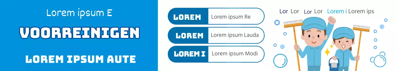 Schattige schoonmaakdienst met blauwe illustratie
