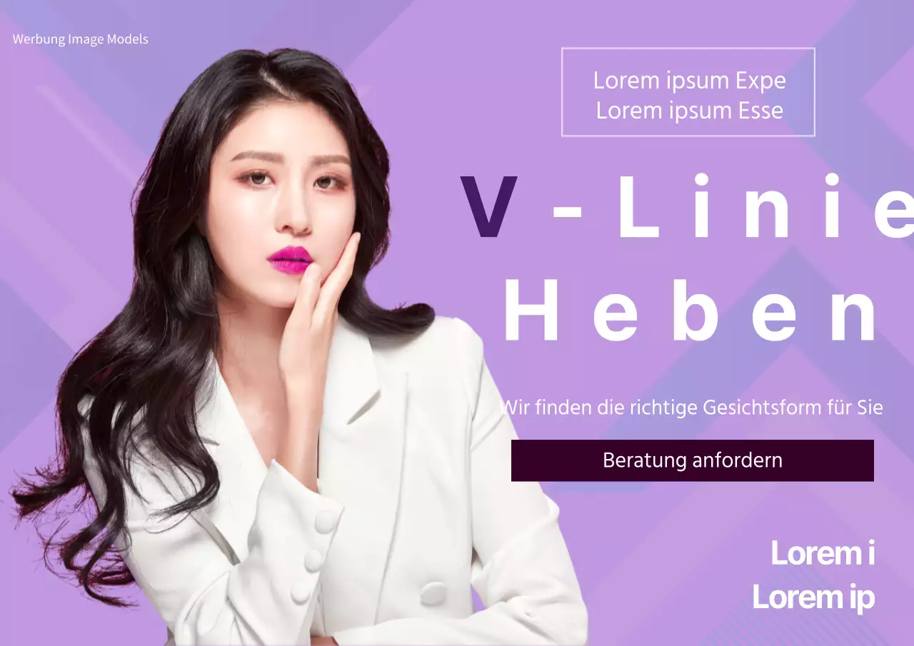 Ein farbenfrohes lila Plakat für plastische Chirurgie