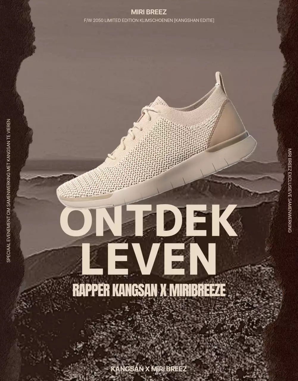 Een samenwerking tussen sepia en beige wandelschoenen