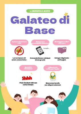 Galateo di base del caffè studio con un simpatico sfondo giallo e verde