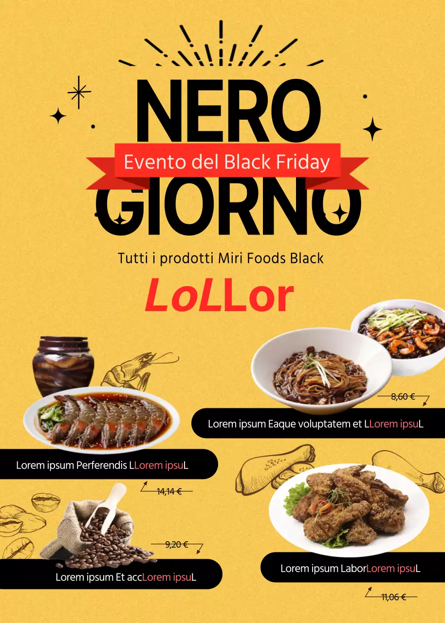 Black Friday glitterato in giallo e nero