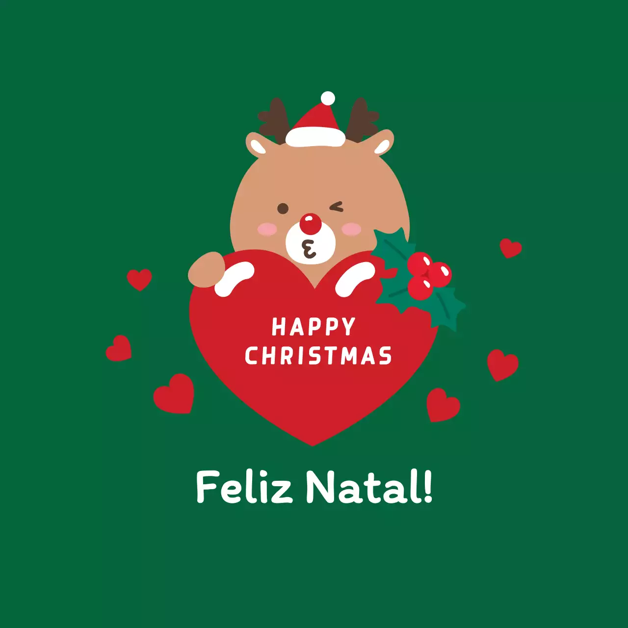 Rótulo de felicitações de Natal com uma ilustração bonita, vermelho e verde
