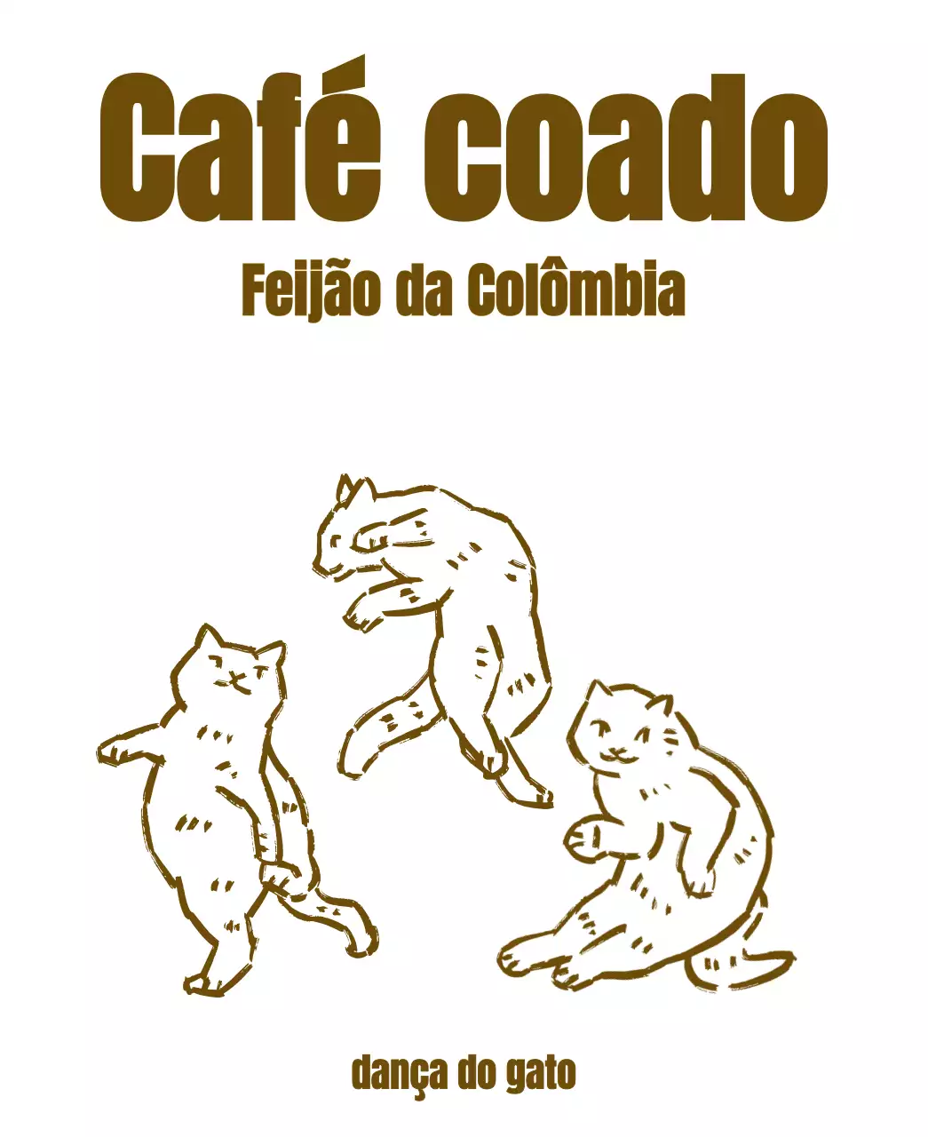 Desenho simples com uma ilustração de um gato castanho, semelhante a um desenho