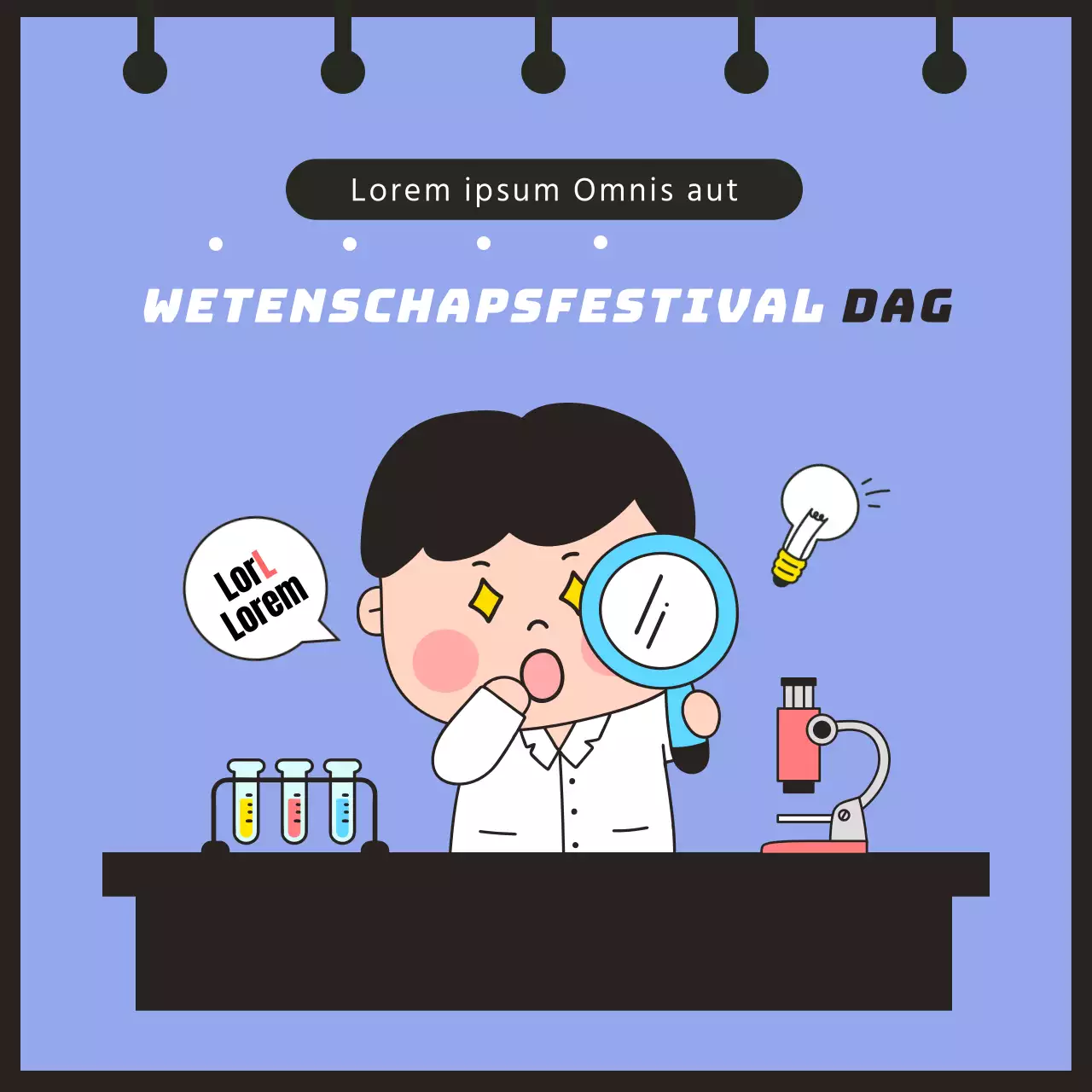 Paarse sjabloon met schattige illustraties