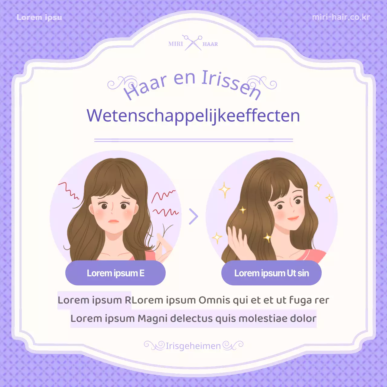 Introductie van het paarse illustratieconcept van tan'o en irisinformatie