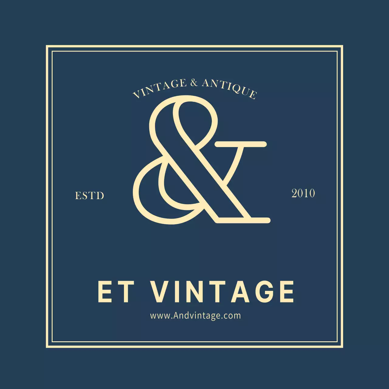 Logo de magasin simple et vintage en bleu marine