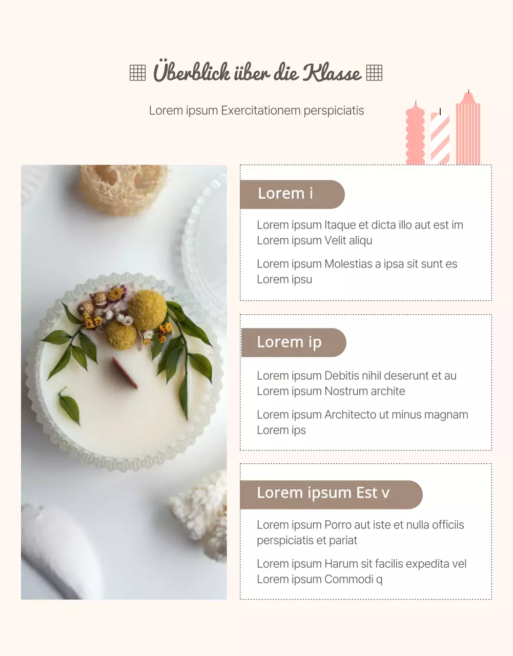 Leitfaden für den Online-Kerzen-Ein-Tages-Kurs in Beige