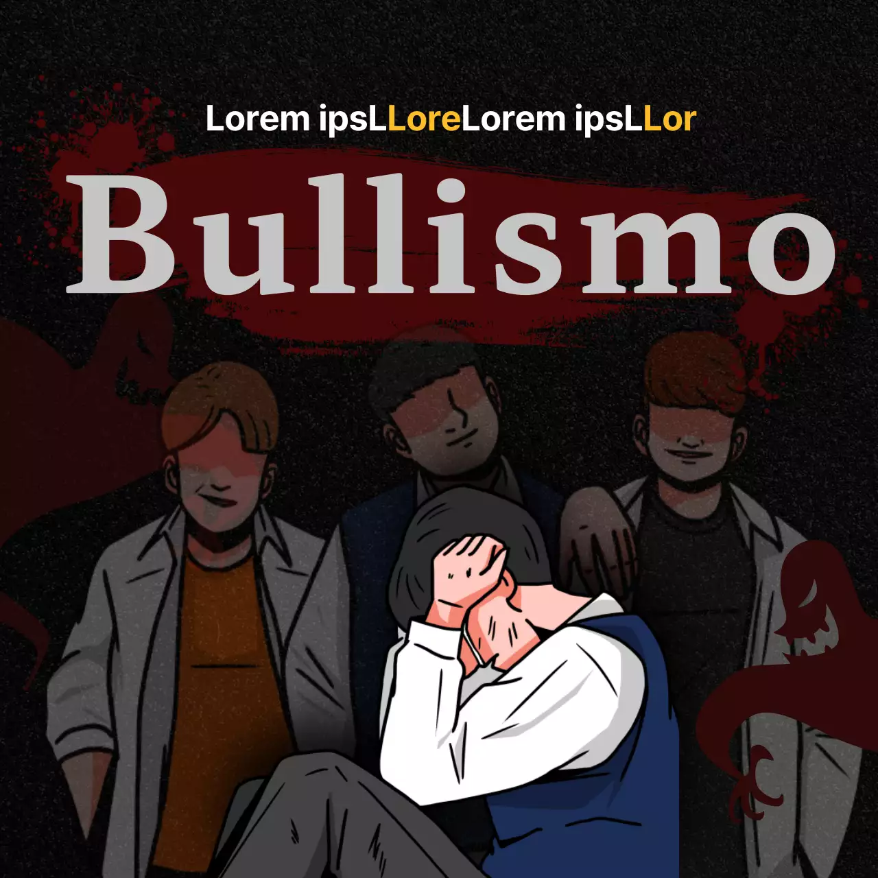 Posta del Centro di consulenza per la prevenzione del bullismo in nero e rosso