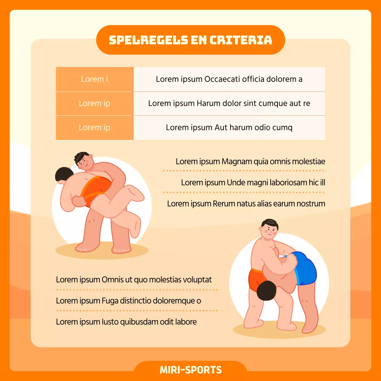 Over het oranje geïllustreerde concept worstelen