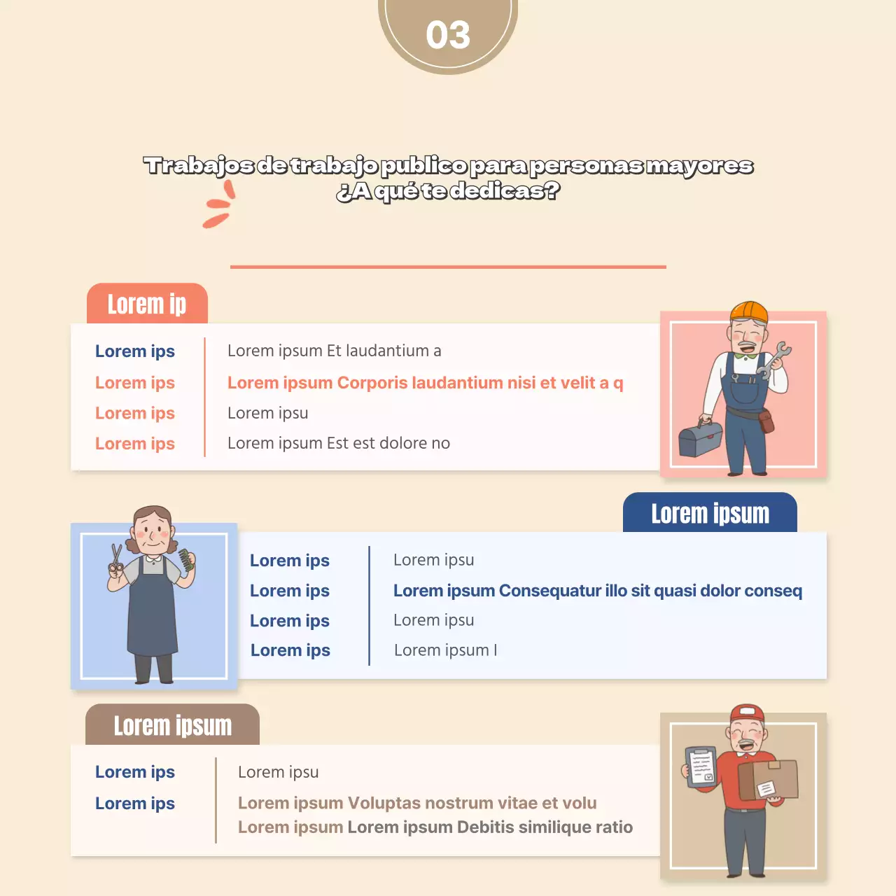 Beige ilustración concepto trabajo público ancianos contratación laboral tarjetaNoticias