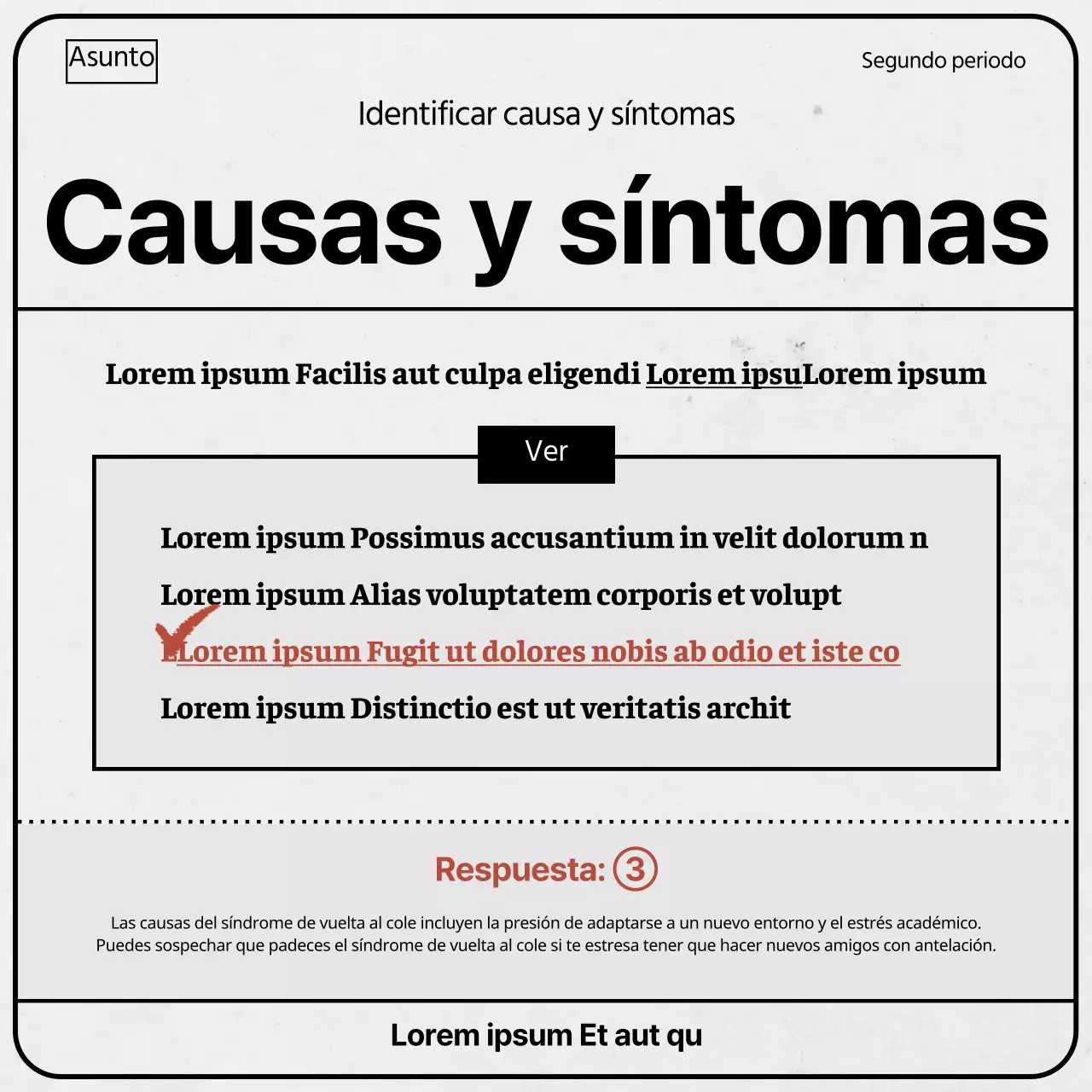 Papeles de examen grises y verdes tema del síndrome de vuelta al cole