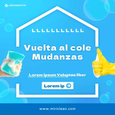 Promocione su empresa de limpieza de mudanzas con un tema azul claro y limpio