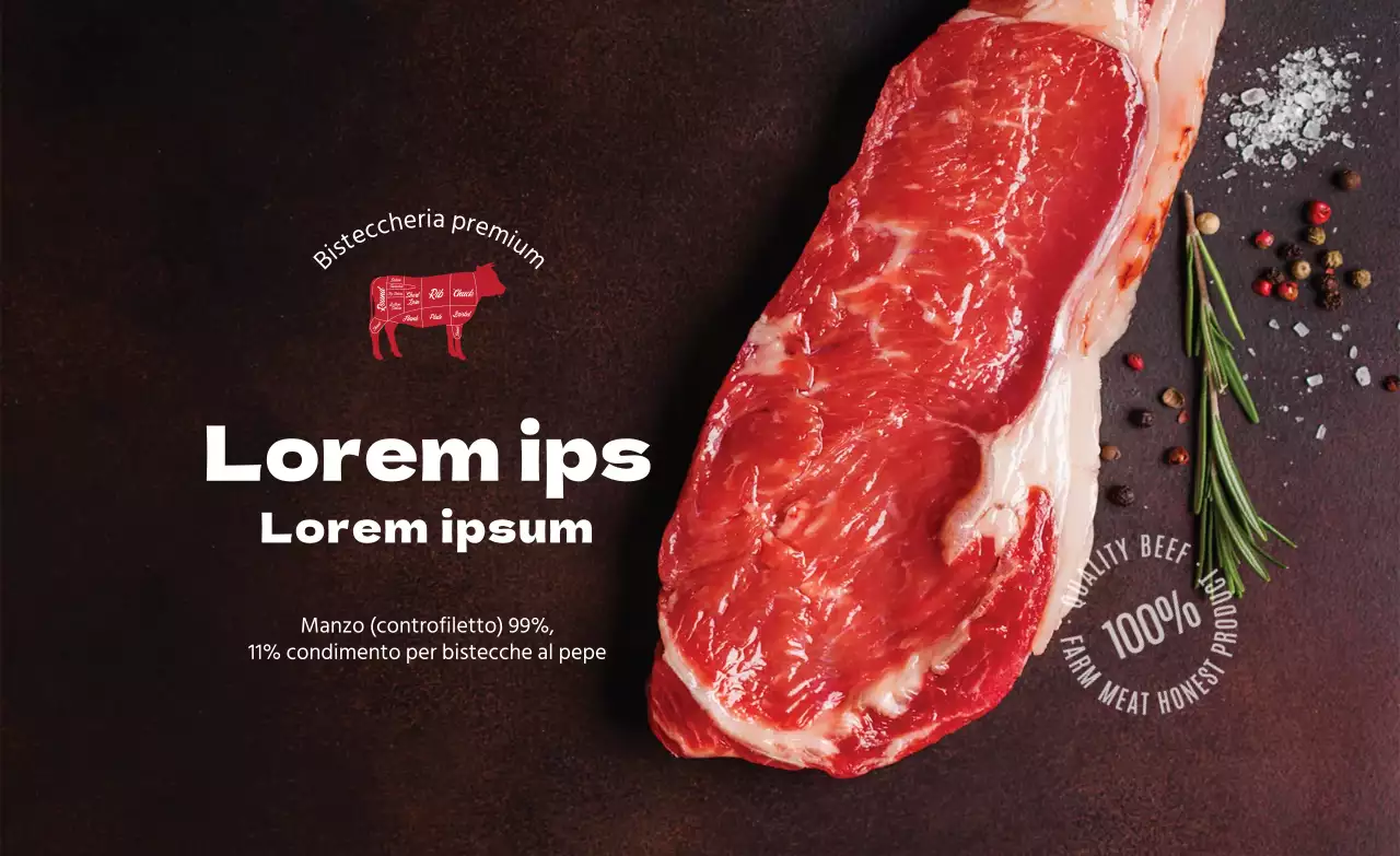 Etichetta alimentare della bistecca marrone