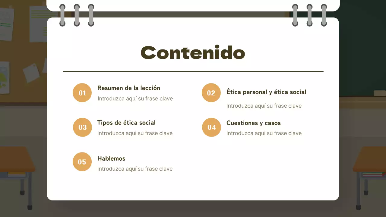 Aula amarilla y verde Concepto Lección de ética