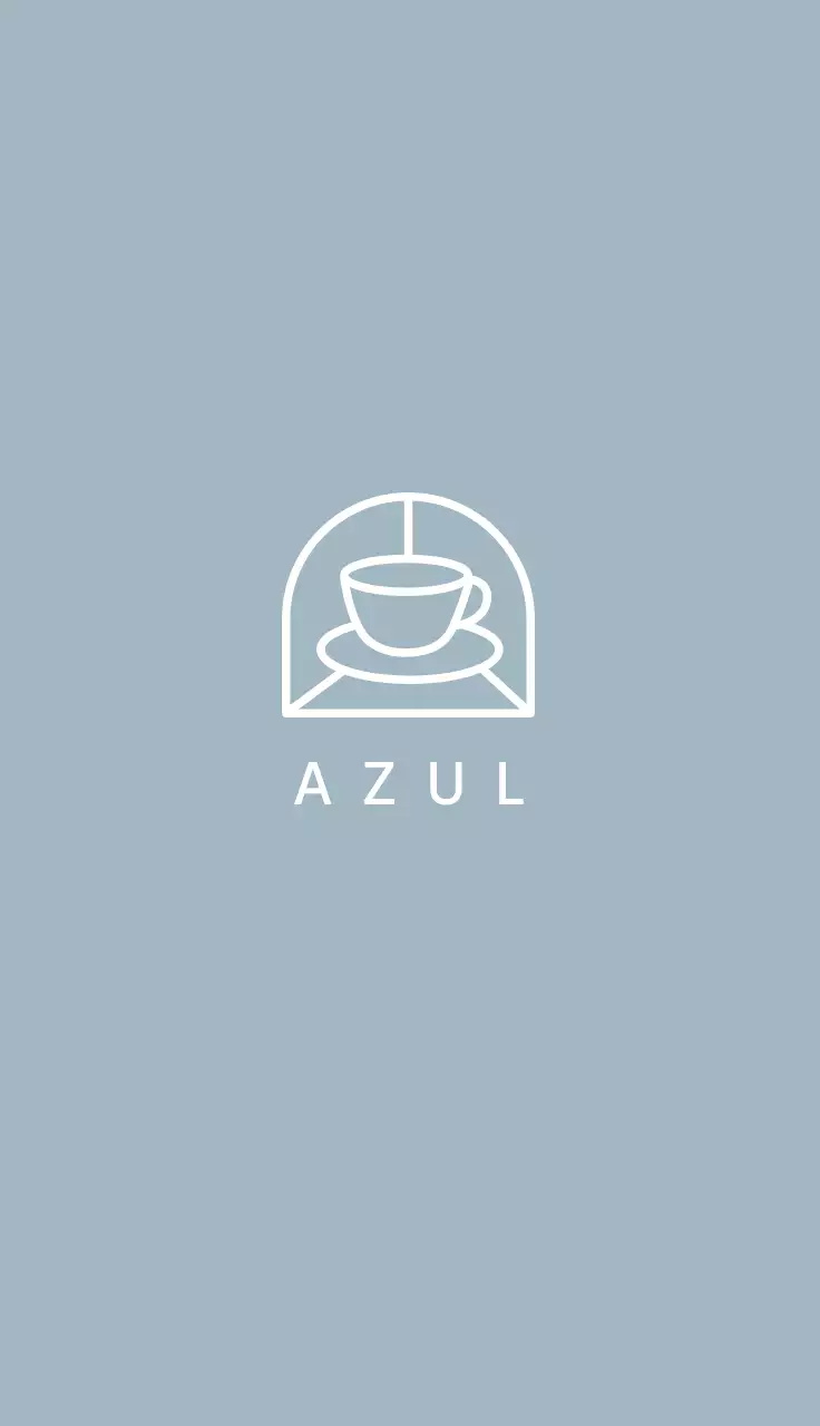 Logótipo simples de café em azul claro pastel cartão de visita de café