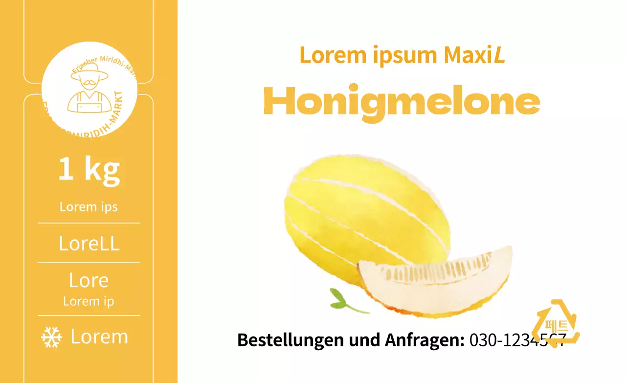 Sommerfrüchte Melone Illustration einfache Aufkleber nach Farbe