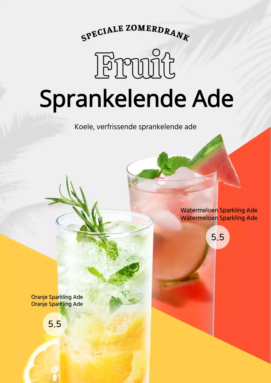 Cafe Zomerhulp nieuwe menuposter met grijze achtergrond