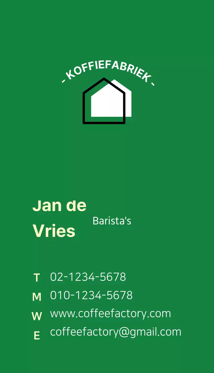 Barista café visitekaartje
