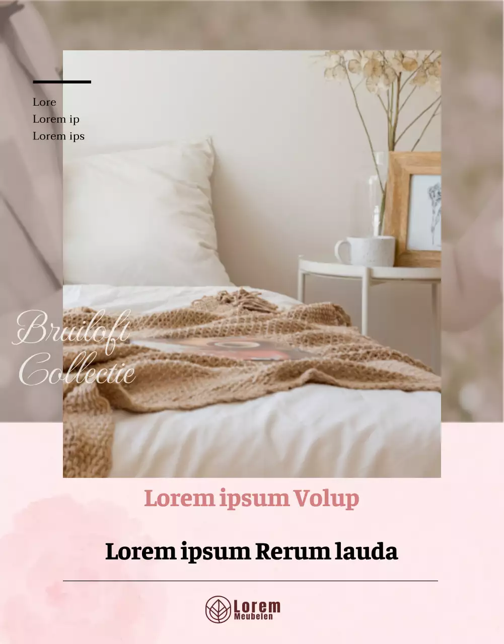 Promoot een rustgevend roze bruidsbeddegoed detailpagina