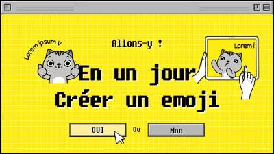 Concept d'écran web jaune et gris Créer un emoji en un jour