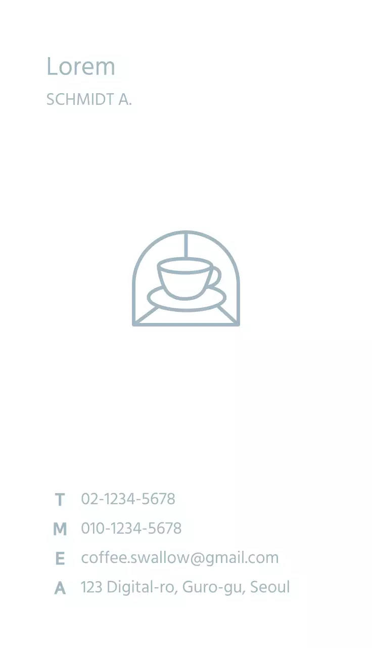 Einfache Pastell hellblau Cafe Logo Cafe Visitenkarte