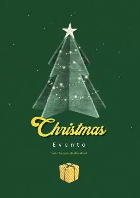 Vendita espressa di Natale morbida e semplice con illustrazione di albero verde e scatola regalo