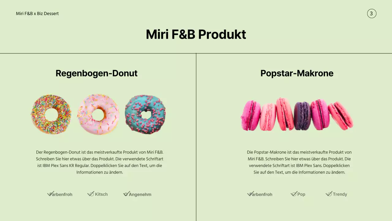 Vorschlag für eine Markenkollaboration mit gelben und pastellfarbenen Desserts