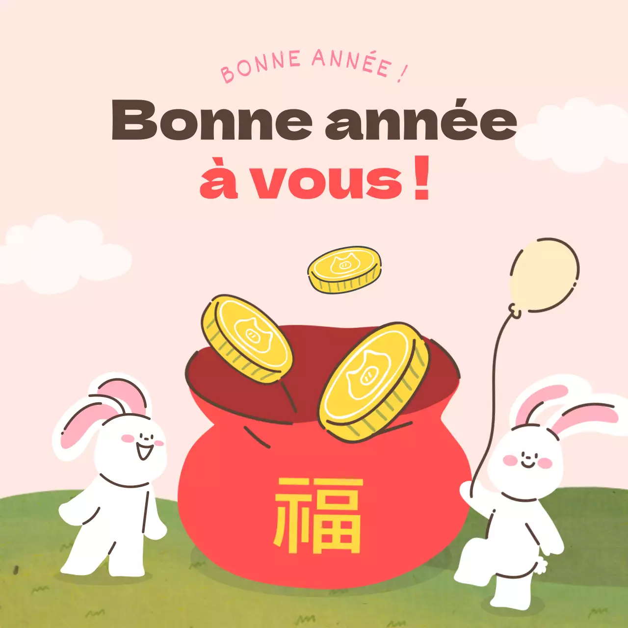 Sac chanceux rose Voeux de bonne année Instagram