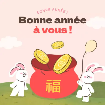 Sac chanceux rose Voeux de bonne année Instagram