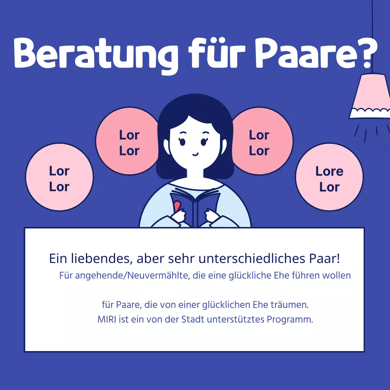 Einfache und niedliche Illustration in rosa und marineblau Familienmonat Paartag Flitterwöchner Ehe Medizinische Psychologie Psychiatrie Beratungsprogramm