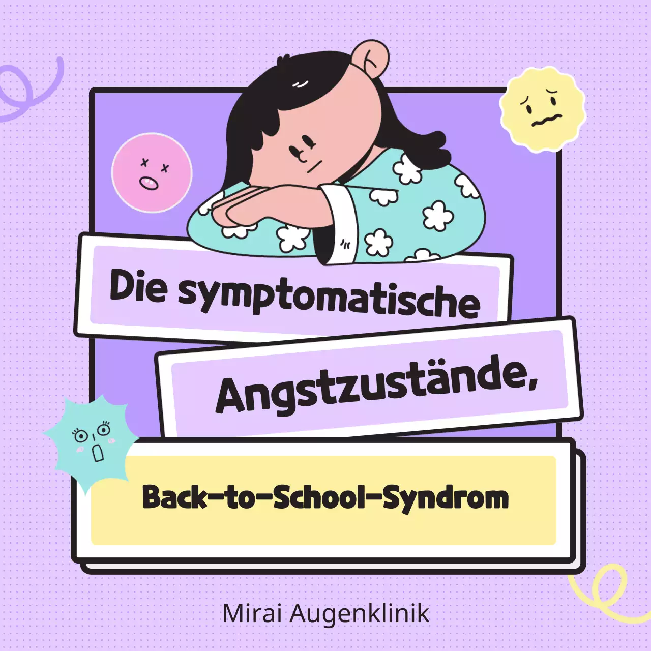 Informationen über das Erstsemester-Syndrom mit einfachen pastellfarbenen Illustrationen und Emoticons